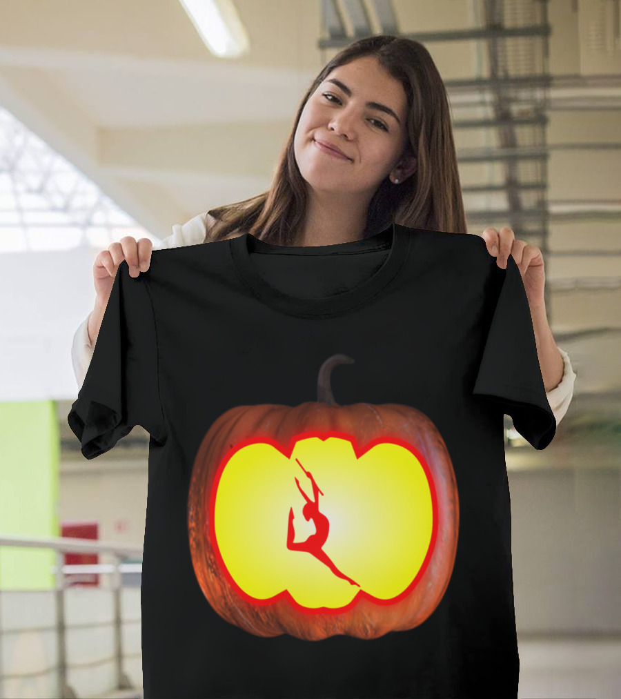 Baton Twirling Dancer Silhouette Halloween Pumpkin T-Shirt