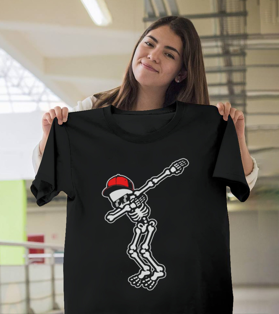 Skeleton Dabbing with Red Hat T-Shirt