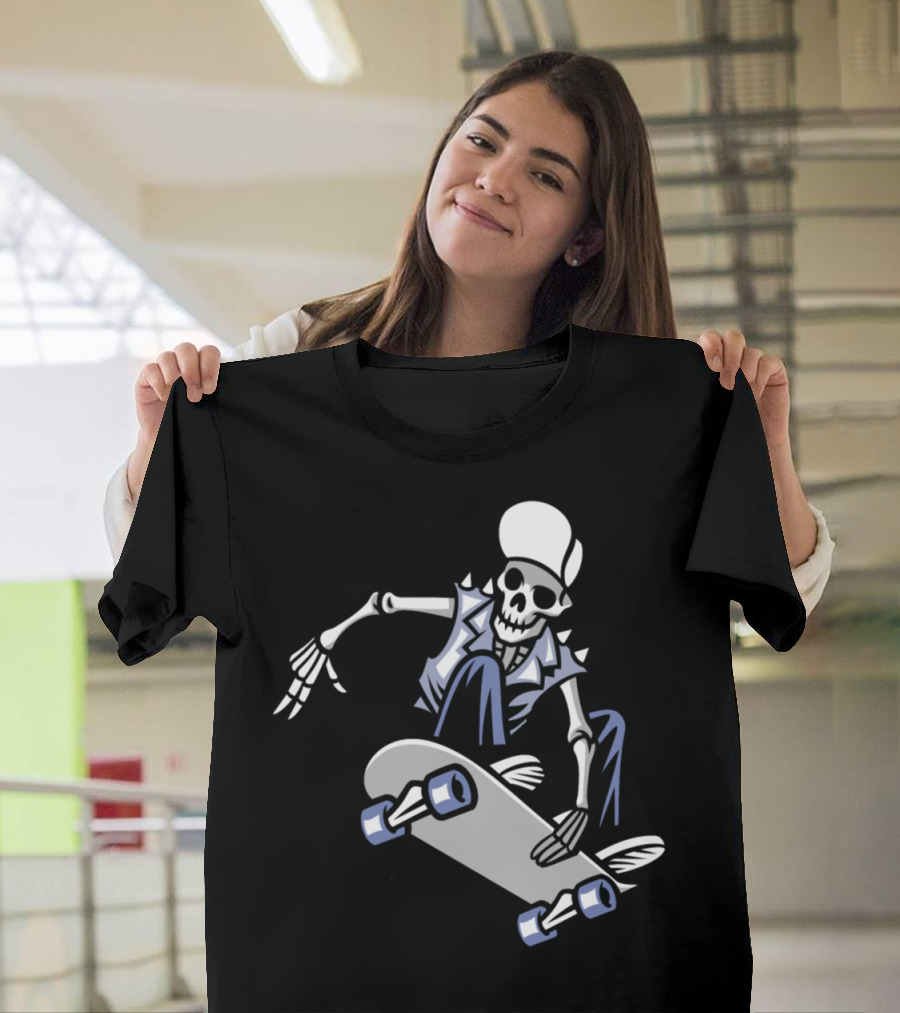 Skeleton Skull Skateboarder Streetwear T-Shirt