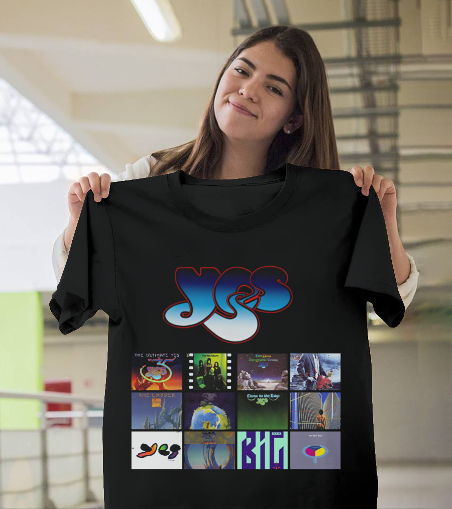Yes Band Album Collection Highlights Classic Covers and Iconic T-Shirt