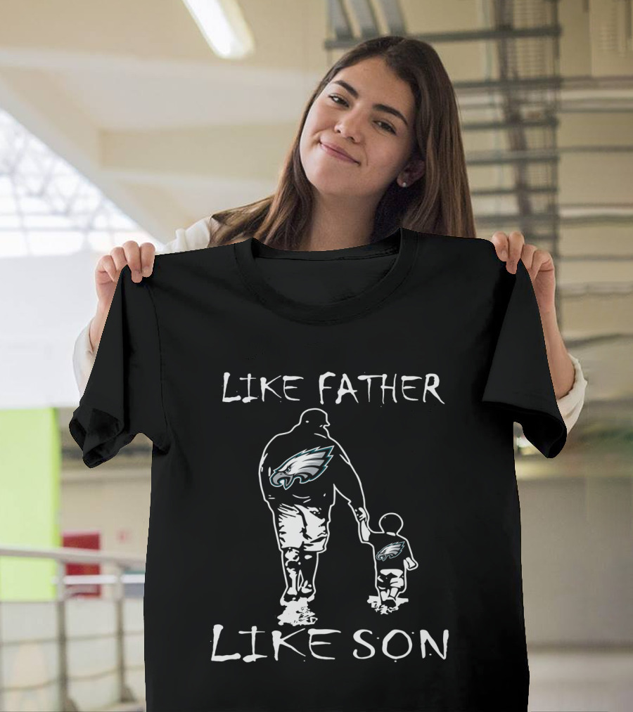 Like Father Like Son Philadelphia Eagles Holding Hands Duo T-Shirt