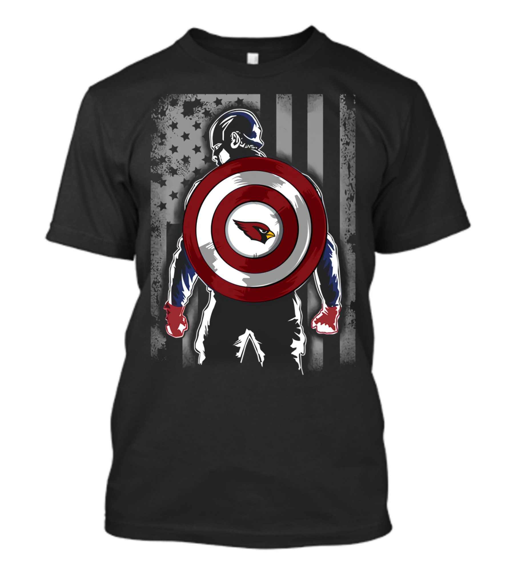 Arizona Cardinals NFL Captain America Shield American Flag T-Shirt