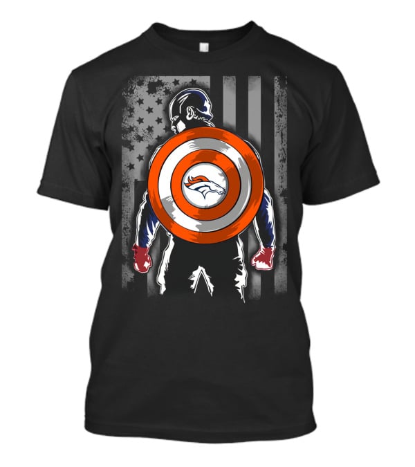 Denver Broncos Captain America Shield Flag T-Shirt