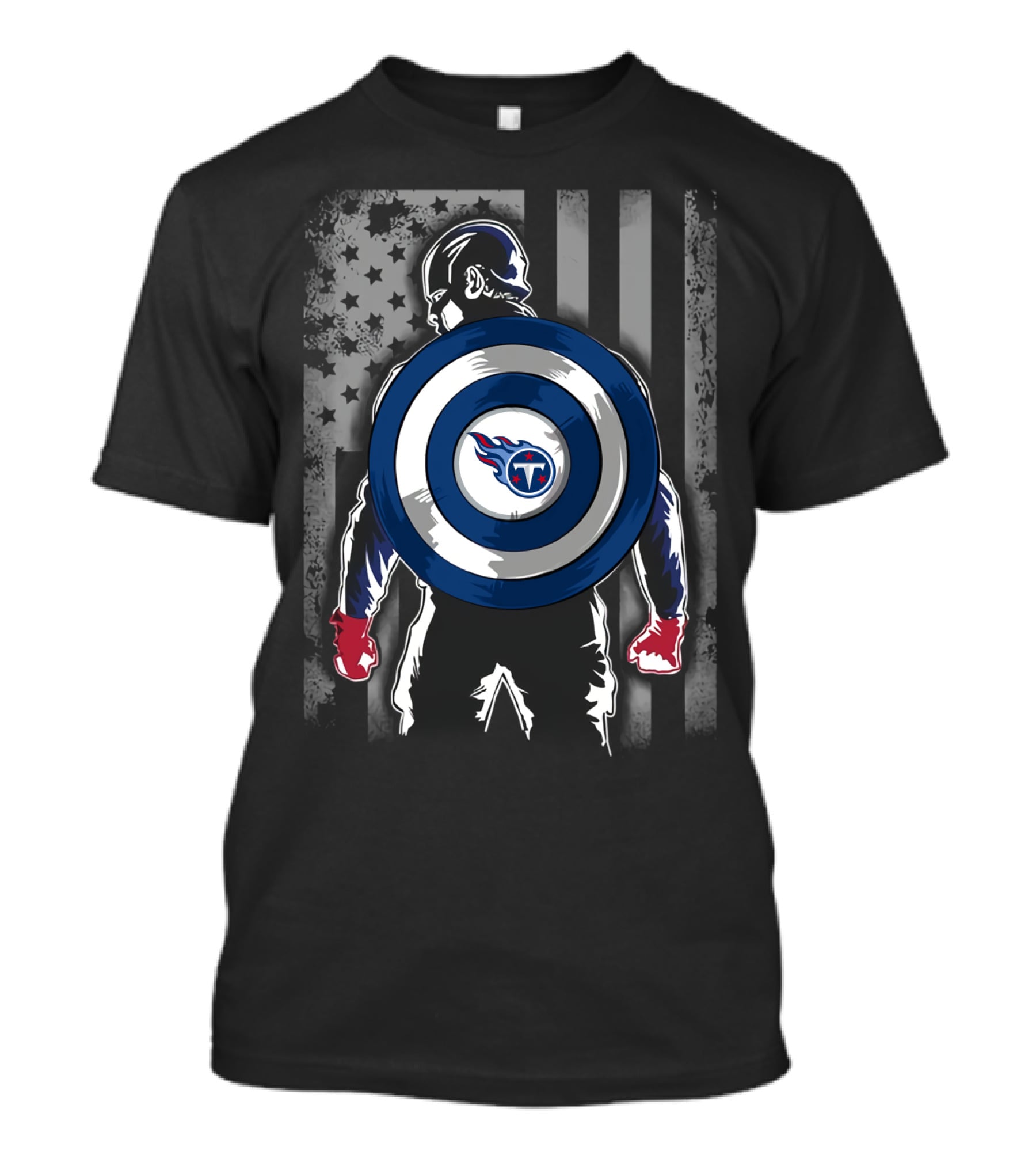 Tennessee Titans Captain America Shield American Flag T-Shirt