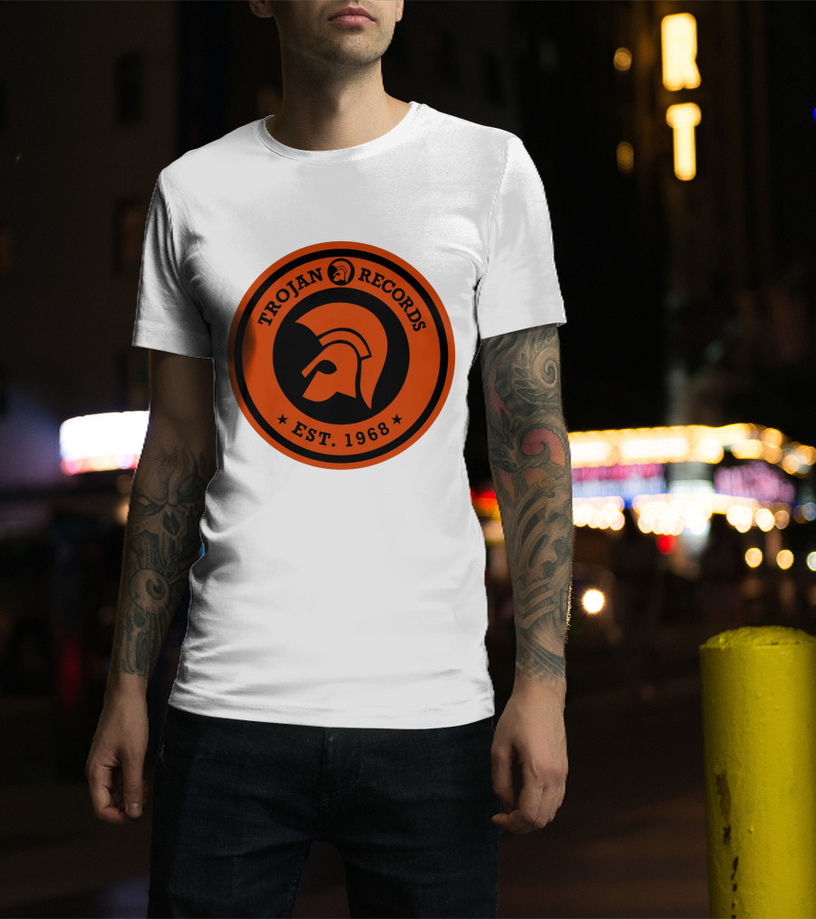 TROJAN RECORDS EST. 1968 Iconic Helmet Logo Emblem T-Shirt