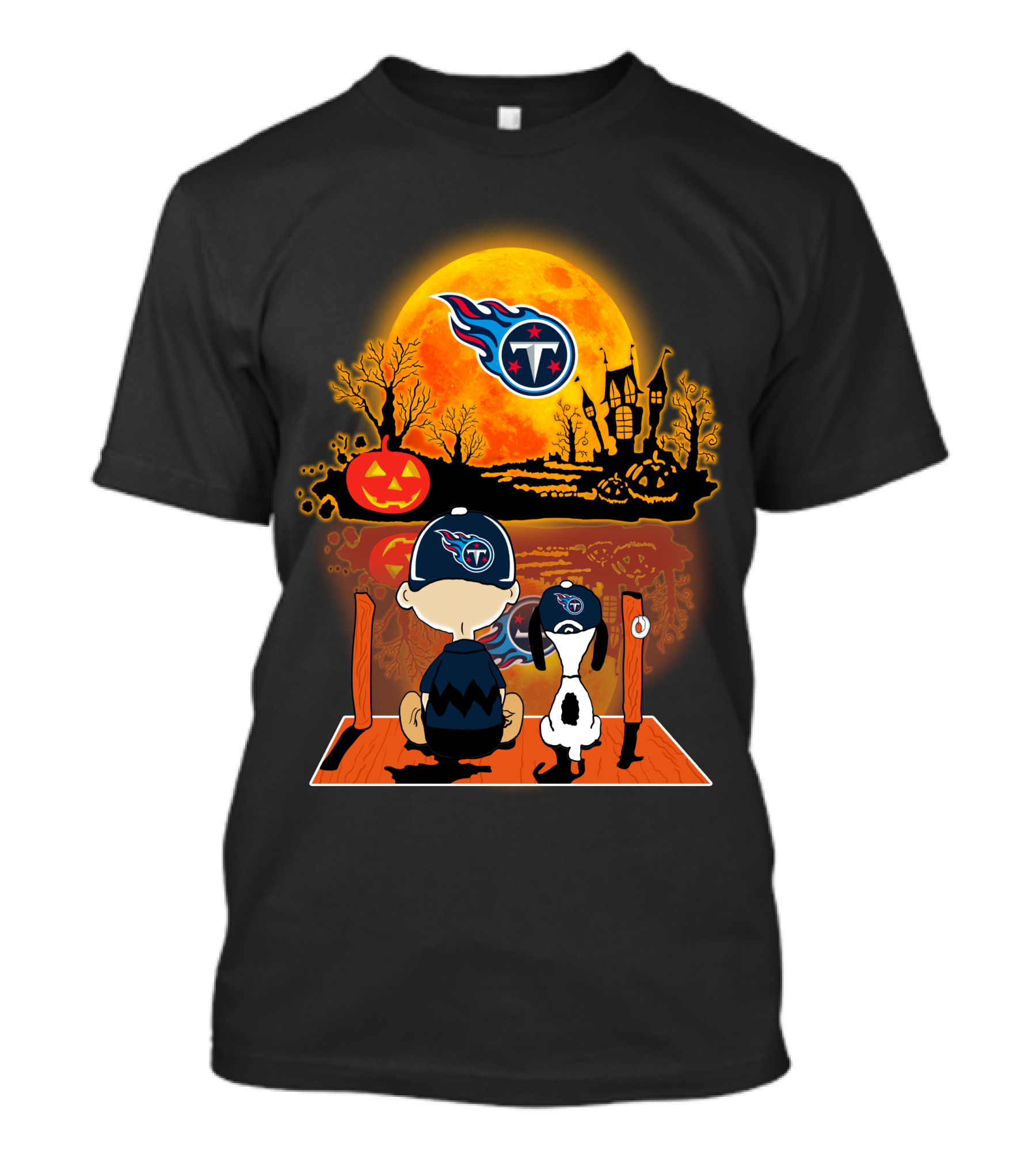 Tennessee Titans Snoopy And Charlie Brown Halloween Pumpkin Moon T-Shirt