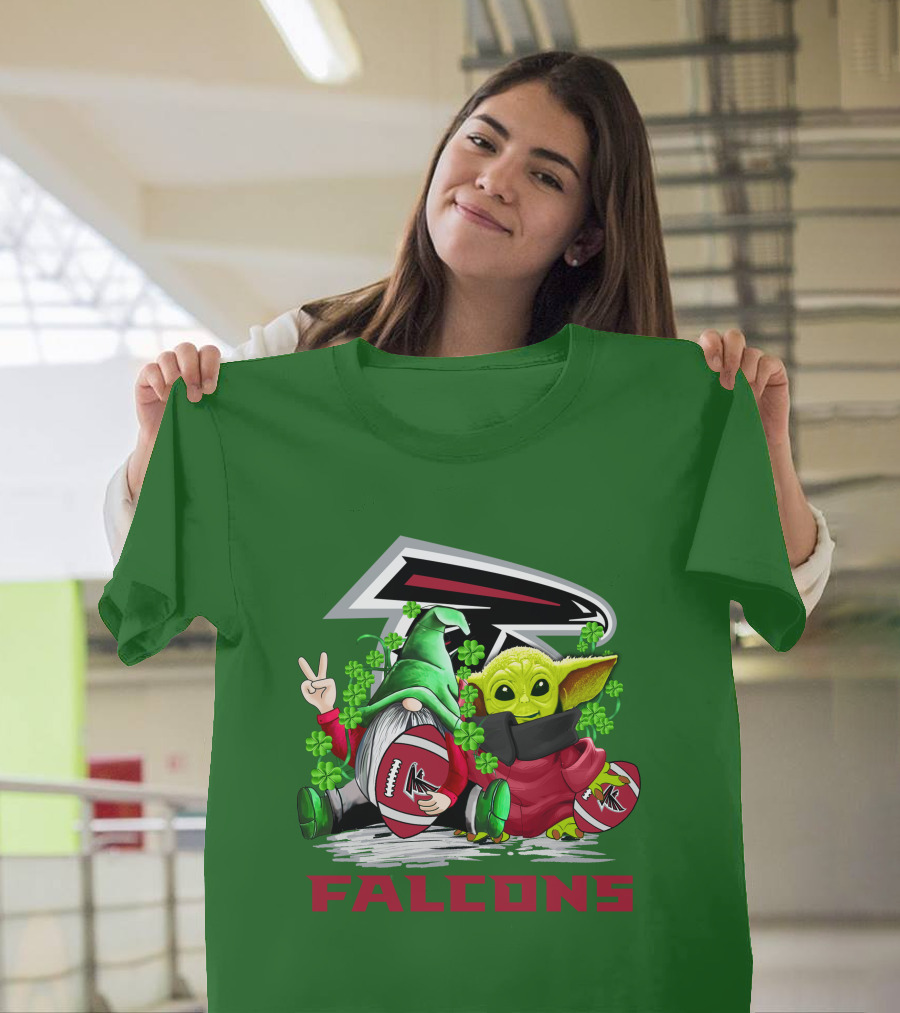 Atlanta Falcons St. Patrick's Day Football Gnome And Baby Alien T-Shirt