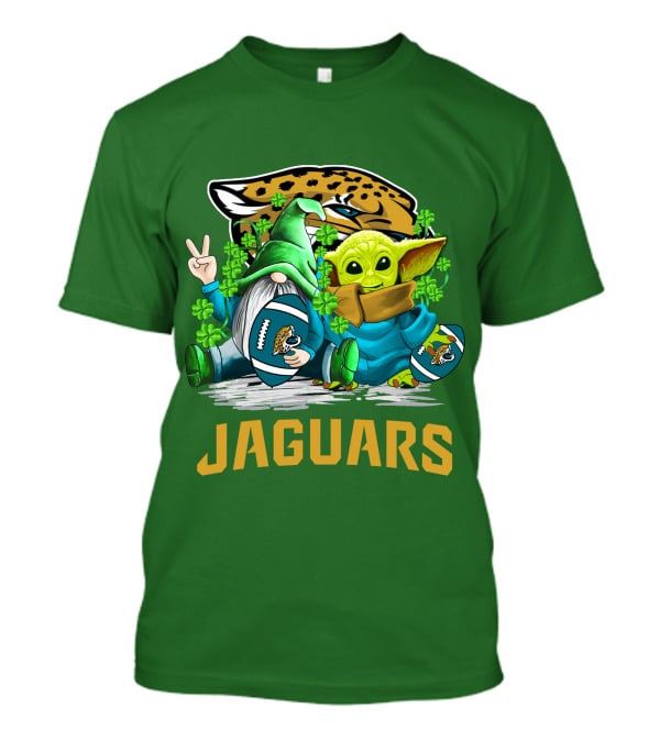 Jacksonville Jaguars St. Patrick's Day Gnome And Baby Alien Football With Shamrocks T-Shirt