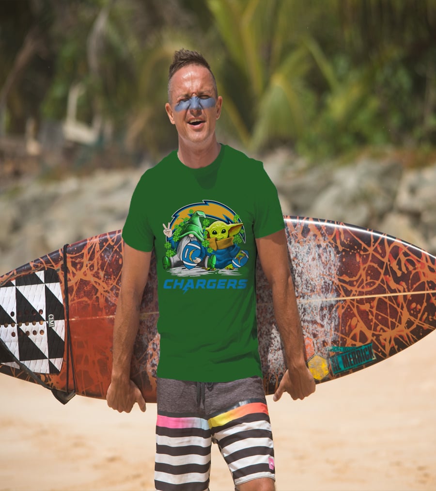 Los Angeles Chargers St. Patrick’s Day Football Gnome And Baby Alien T-Shirt