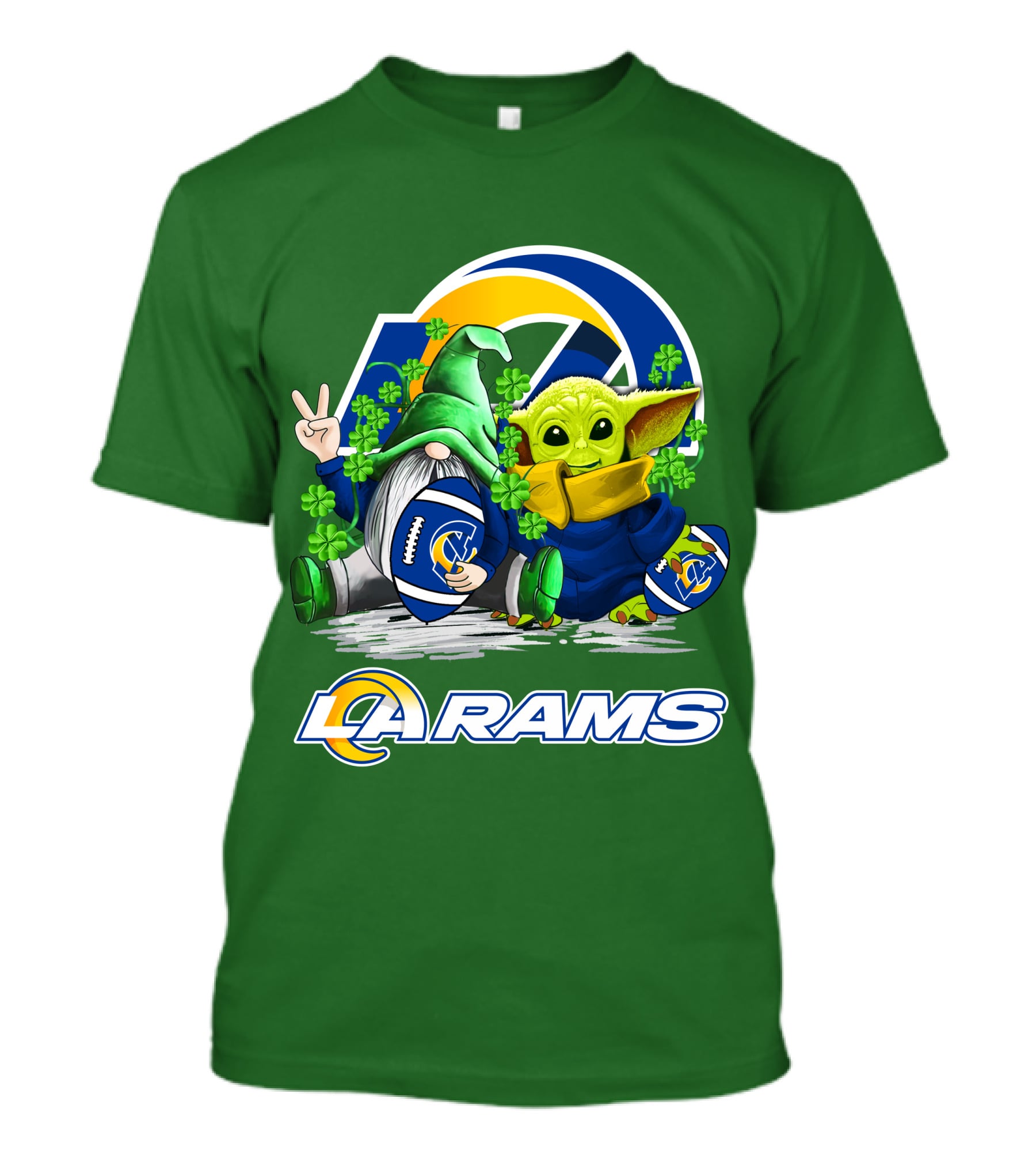 LA Rams Football St. Patrick's Day Gnome And Baby Alien T-Shirt