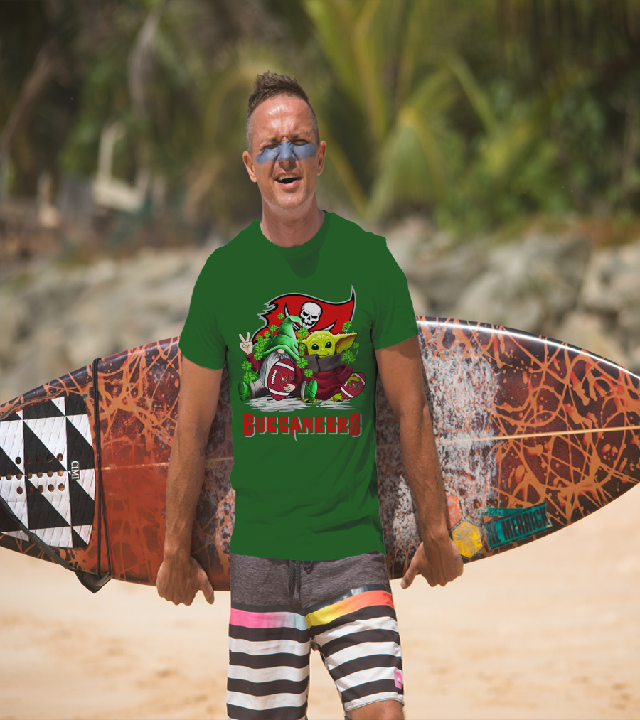 Buccaneers St. Patrick's Day With Gnome And Baby Alien Football T-Shirt