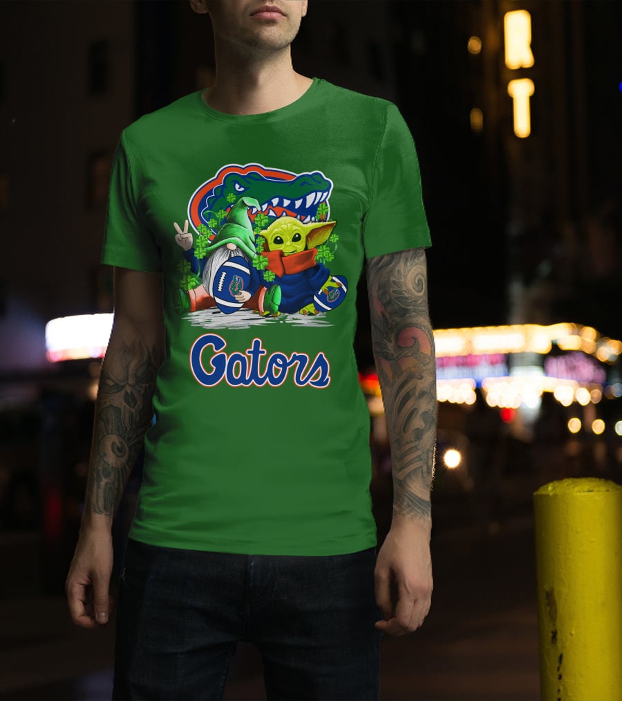 Florida Gators Football St. Patrick's Day Gnome And Baby Alien T-Shirt