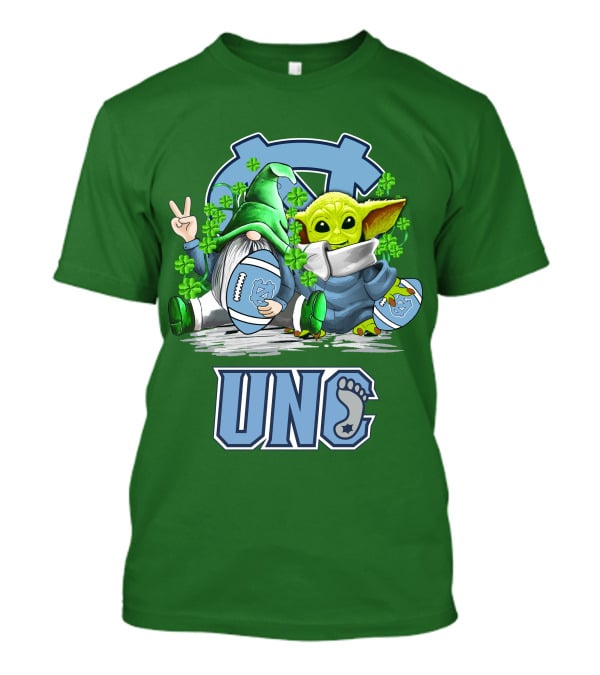 UNC Tar Heels St. Patrick's Day Football Yoda Gnome Clover T-Shirt