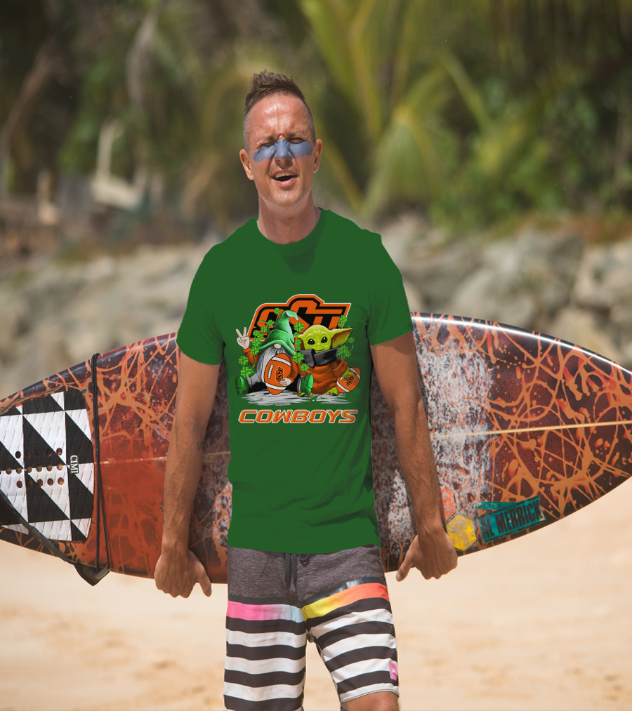 Oklahoma State Cowboys Football St. Patrick’s Day Yoda And Gnome T-Shirt