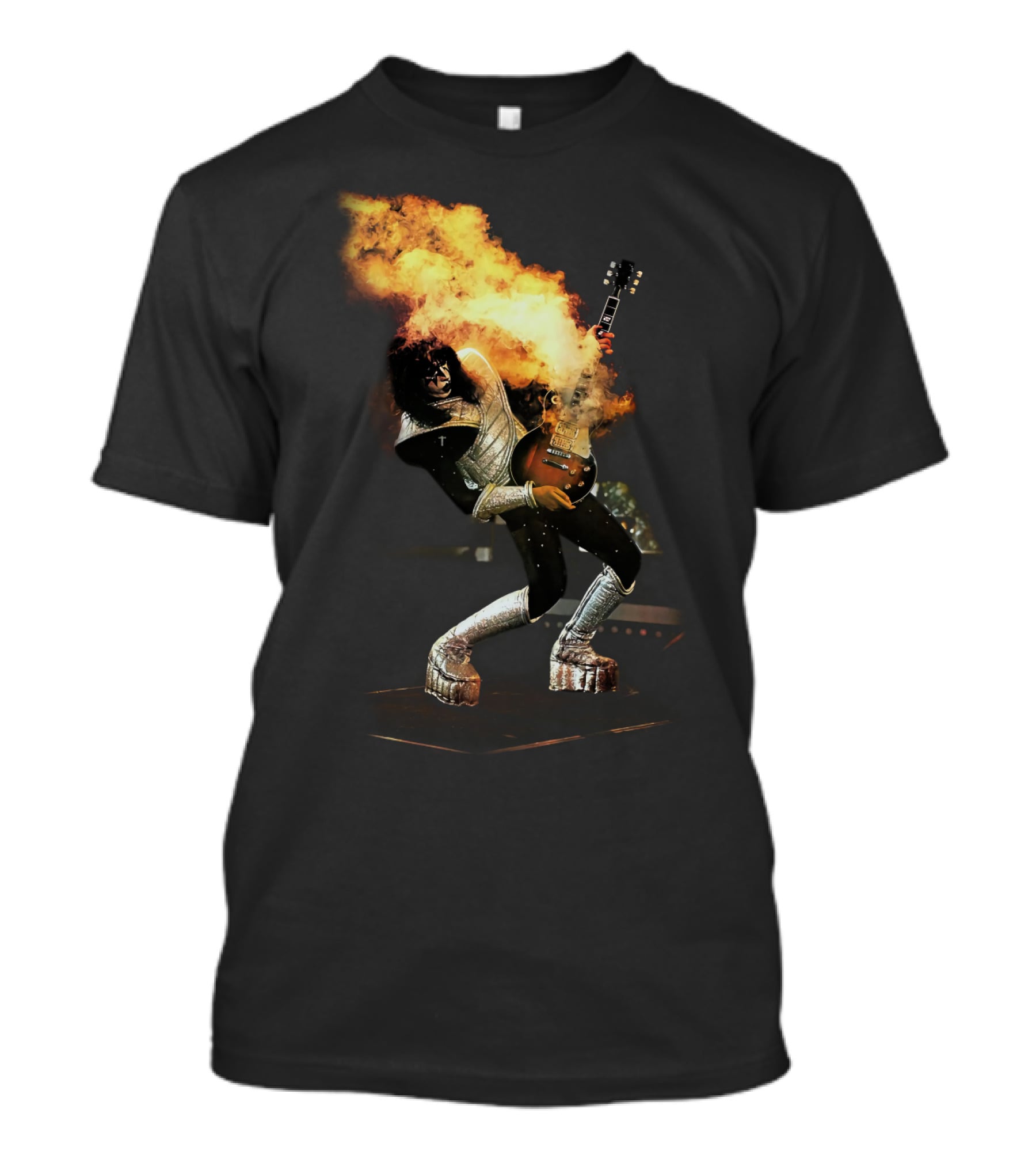 AF Live2 Spaceman Rock Guitar Flames T-Shirt