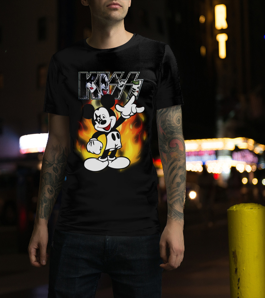 KISS Mickey Mouse Fire T-Shirt