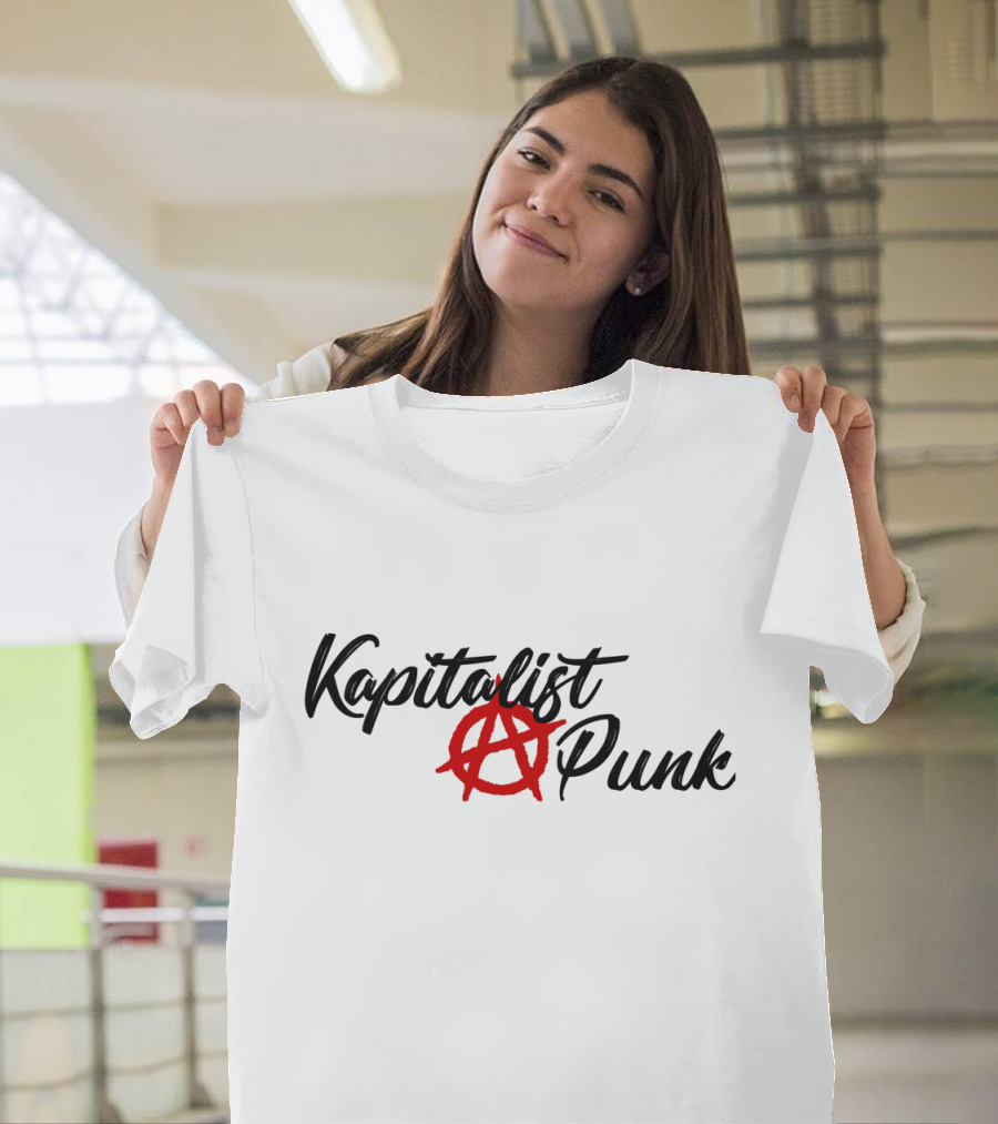 Kapitalist Punk Red Anarchy Symbol Text T-Shirt