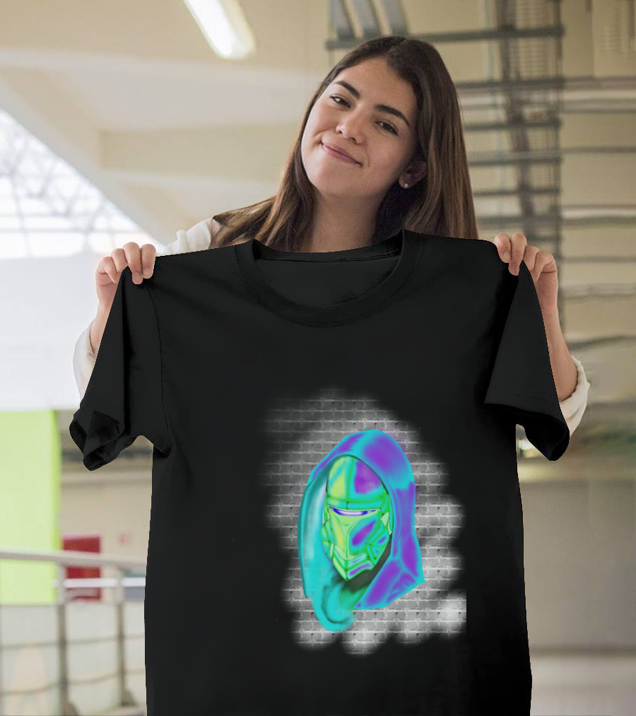 Hunter Class Neon Hooded Mask Against Brick Wall T-Shirt