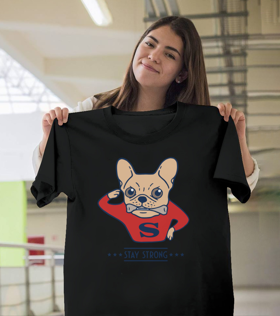 Stay Strong with Super Frenchie Dog in Red S T-Shirt