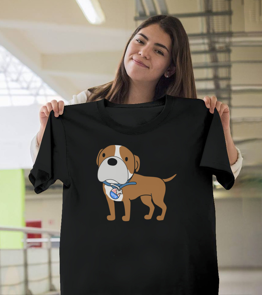 Louie Bulldog Cartoon with Voter Badge T-Shirt