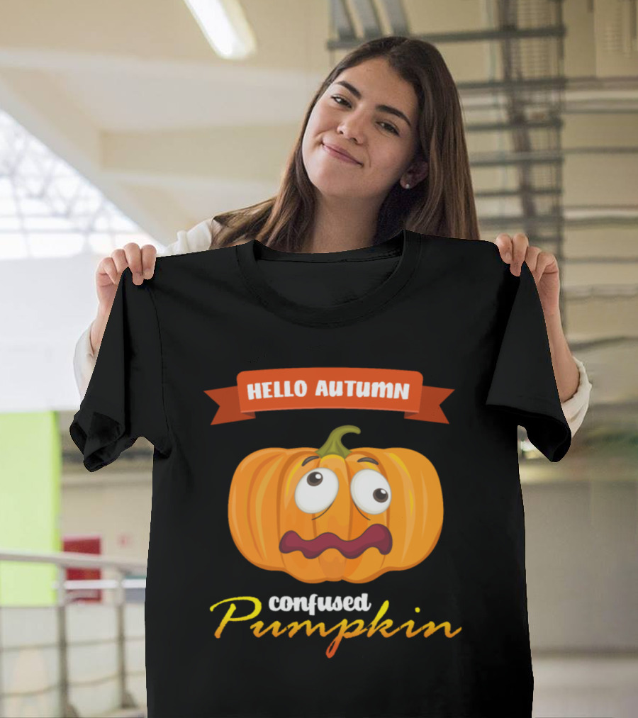 Hello Autumn Confused Pumpkin T-Shirt