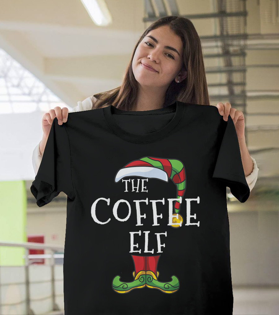 The Coffee Elf Christmas Holiday Family Pajama Party T-Shirt