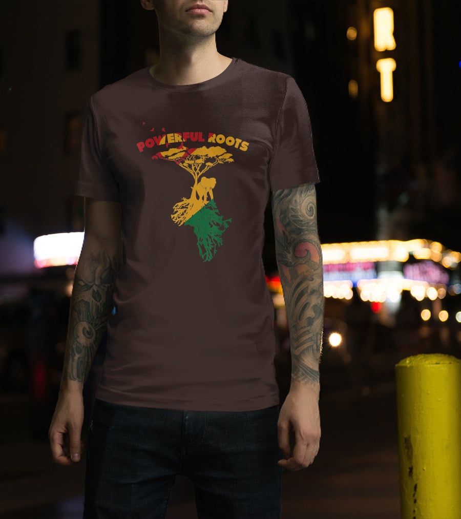 Powerful Roots Black History Month African American Elephant Tree Africa Vibes T-Shirt