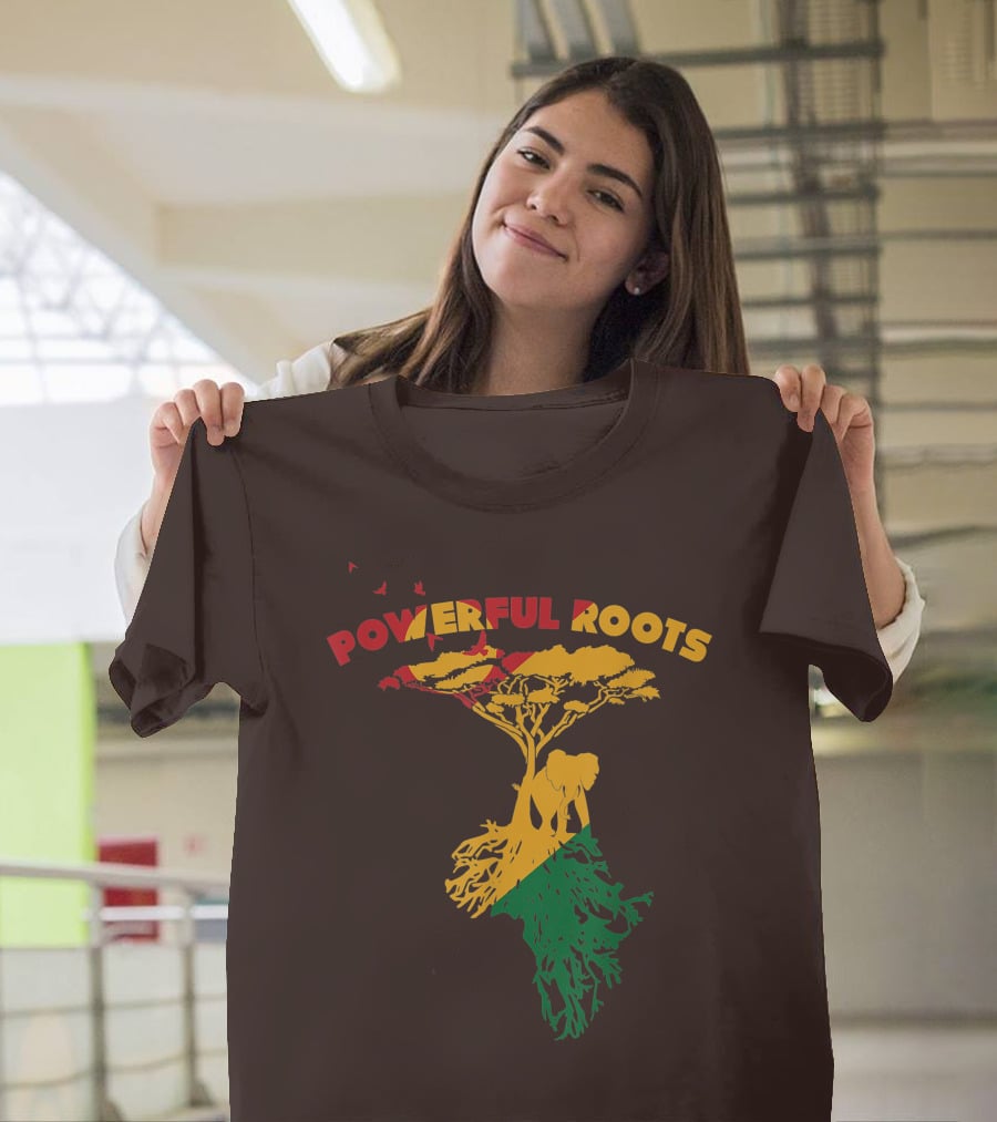 Powerful Roots Black History Month African American Elephant Tree Africa Vibes T-Shirt