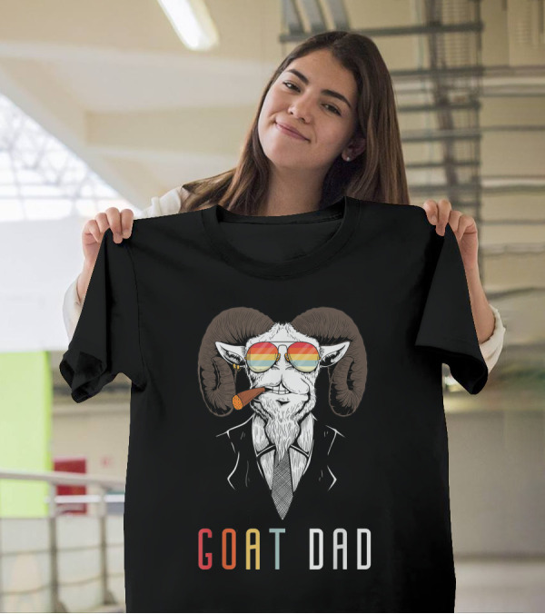 GOAT DAD Cool Sunglasses And Pipe Smoking Ram T-Shirt