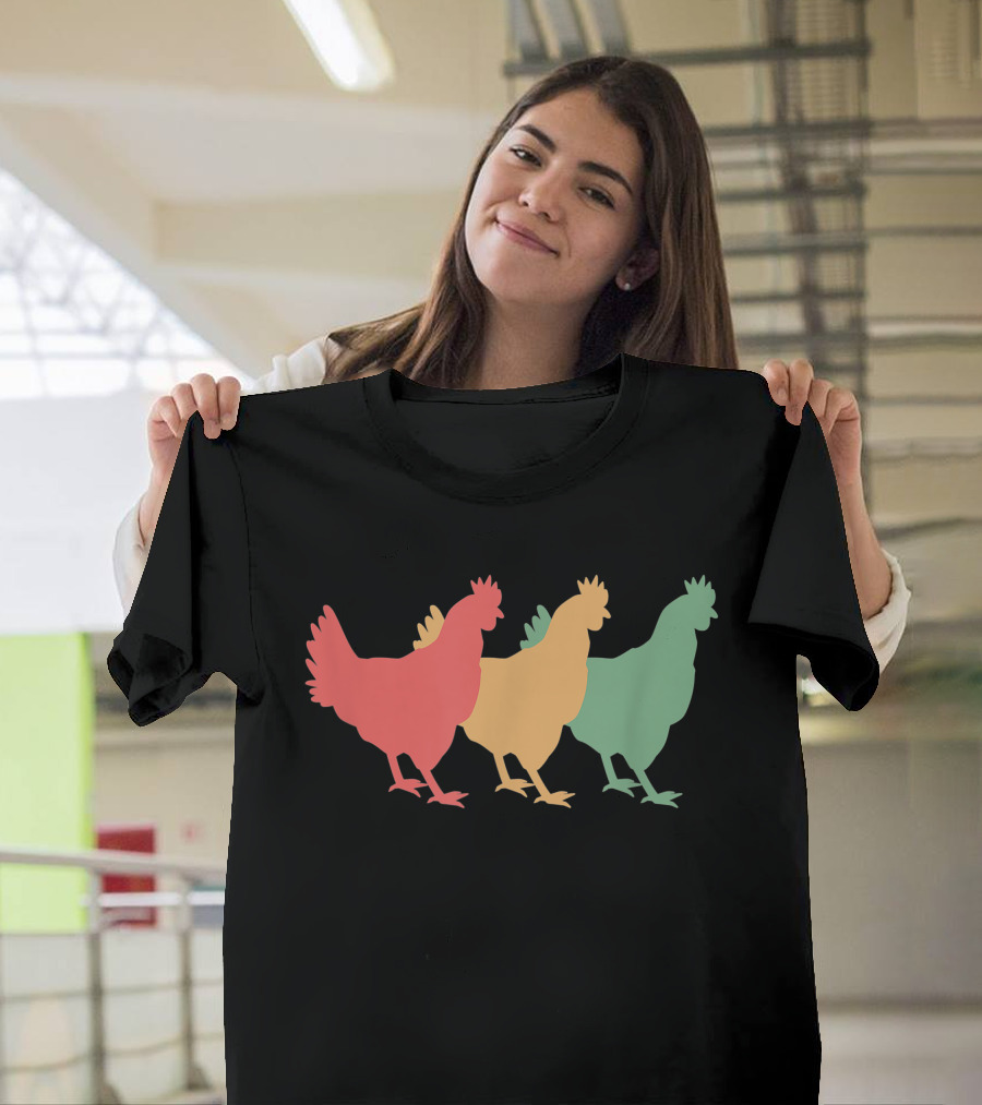 Funny Vintage Chicken Trio Retro T-Shirt