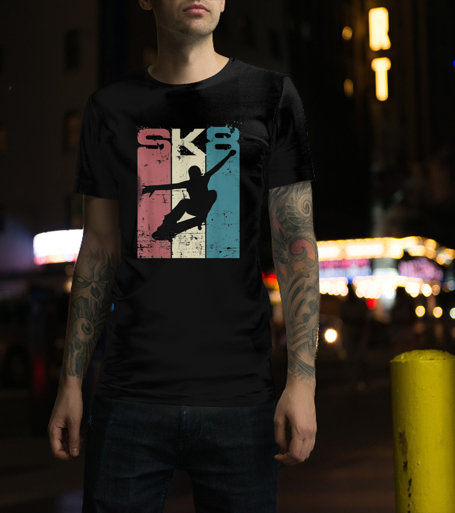 Vintage SK8 Skateboard Lifestyle Retro T-Shirt