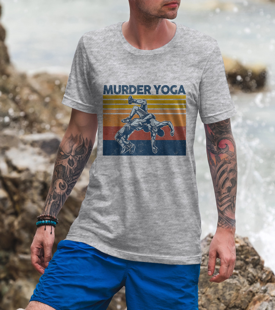 Murder Yoga Funny Vintage Brazilian Jiu Jitsu Wrestling T-Shirt