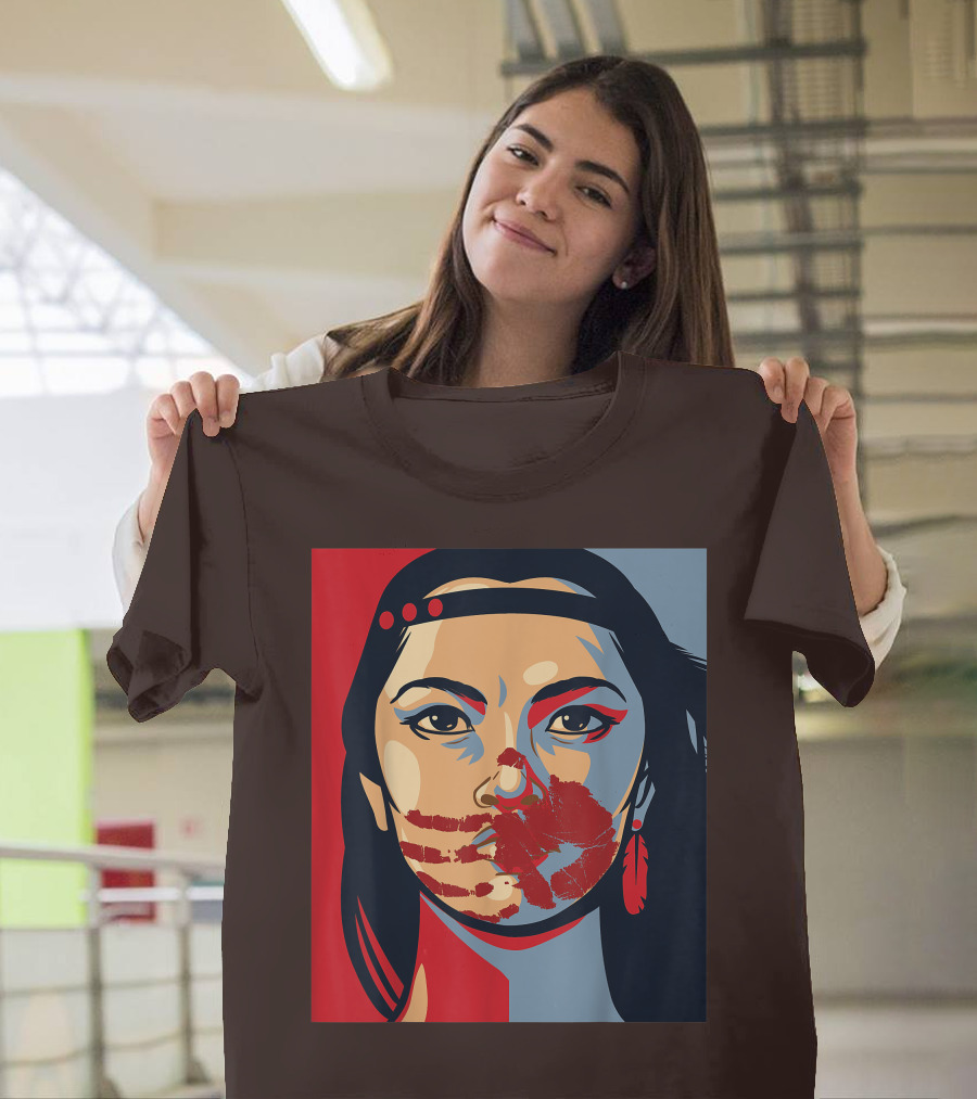 MMIW Awareness Stolen Sisters Indigenous Woman Red Handprint T-Shirt
