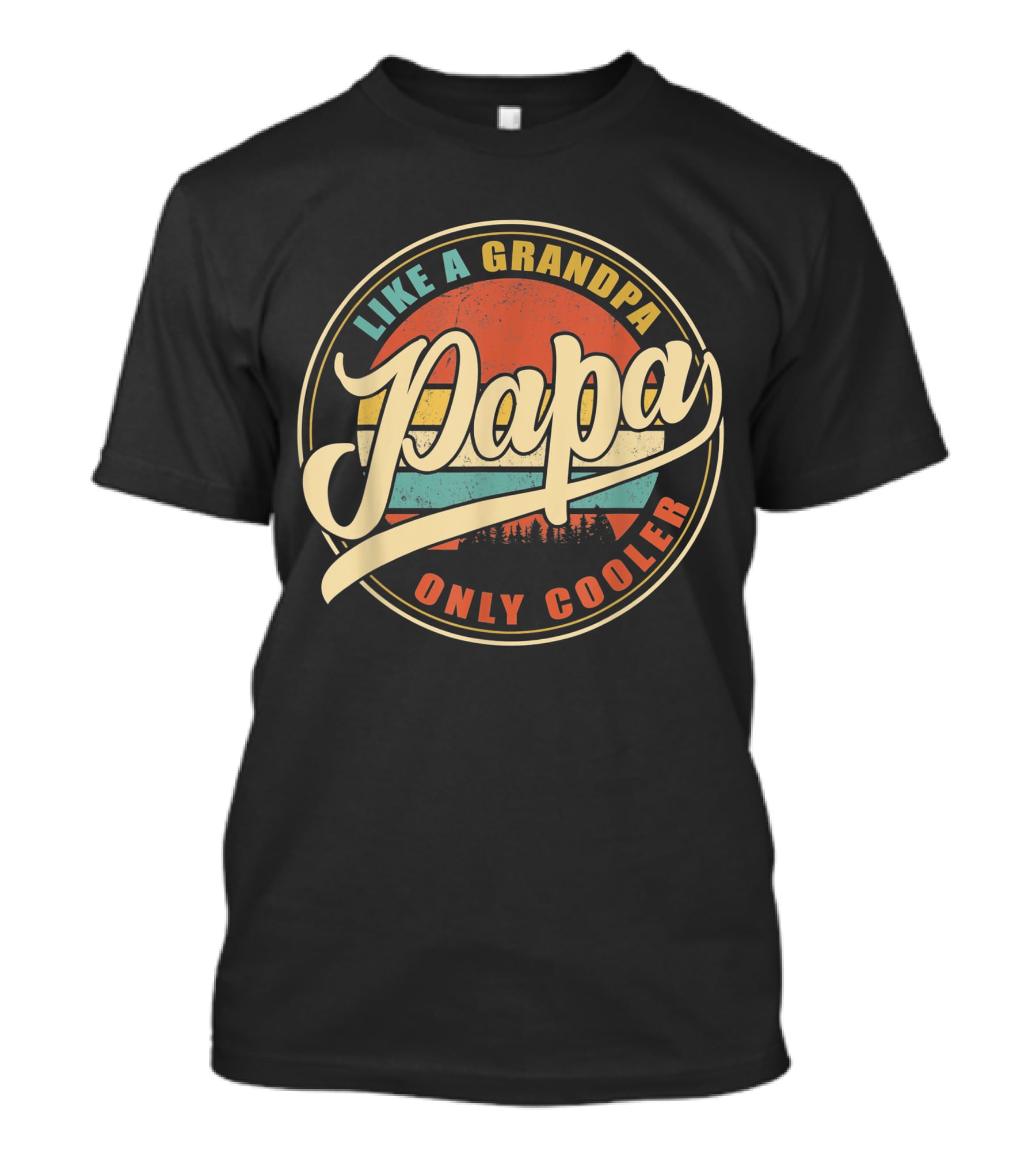 Papa Like A Grandpa Only Cooler Mens Vintage Retro T-Shirt