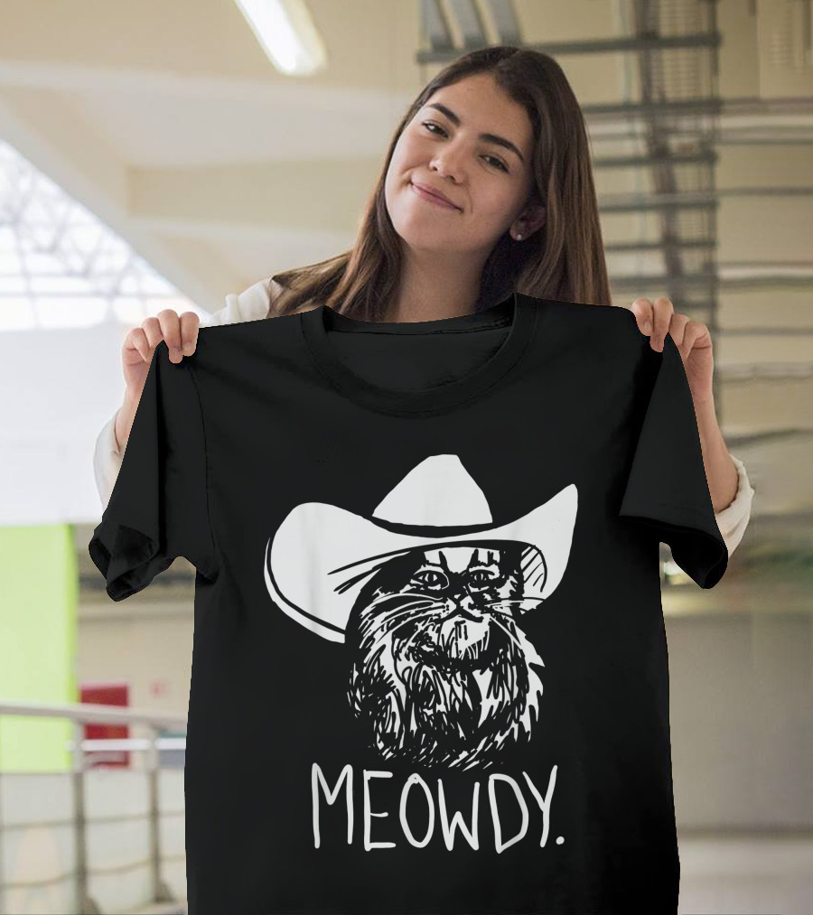 Meowdy Cat In Cowboy Hat Texas Meme T-Shirt