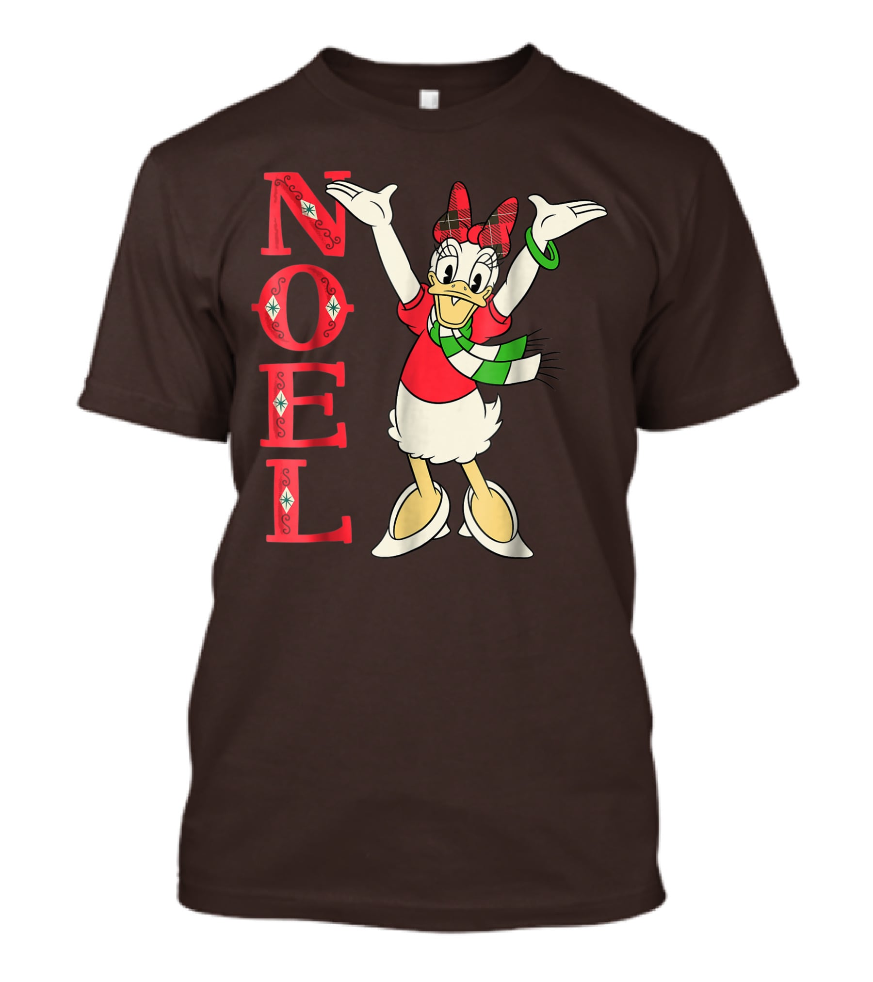 Disney Noel Holiday Vintage Daisy Duck Bow Scarf T-Shirt