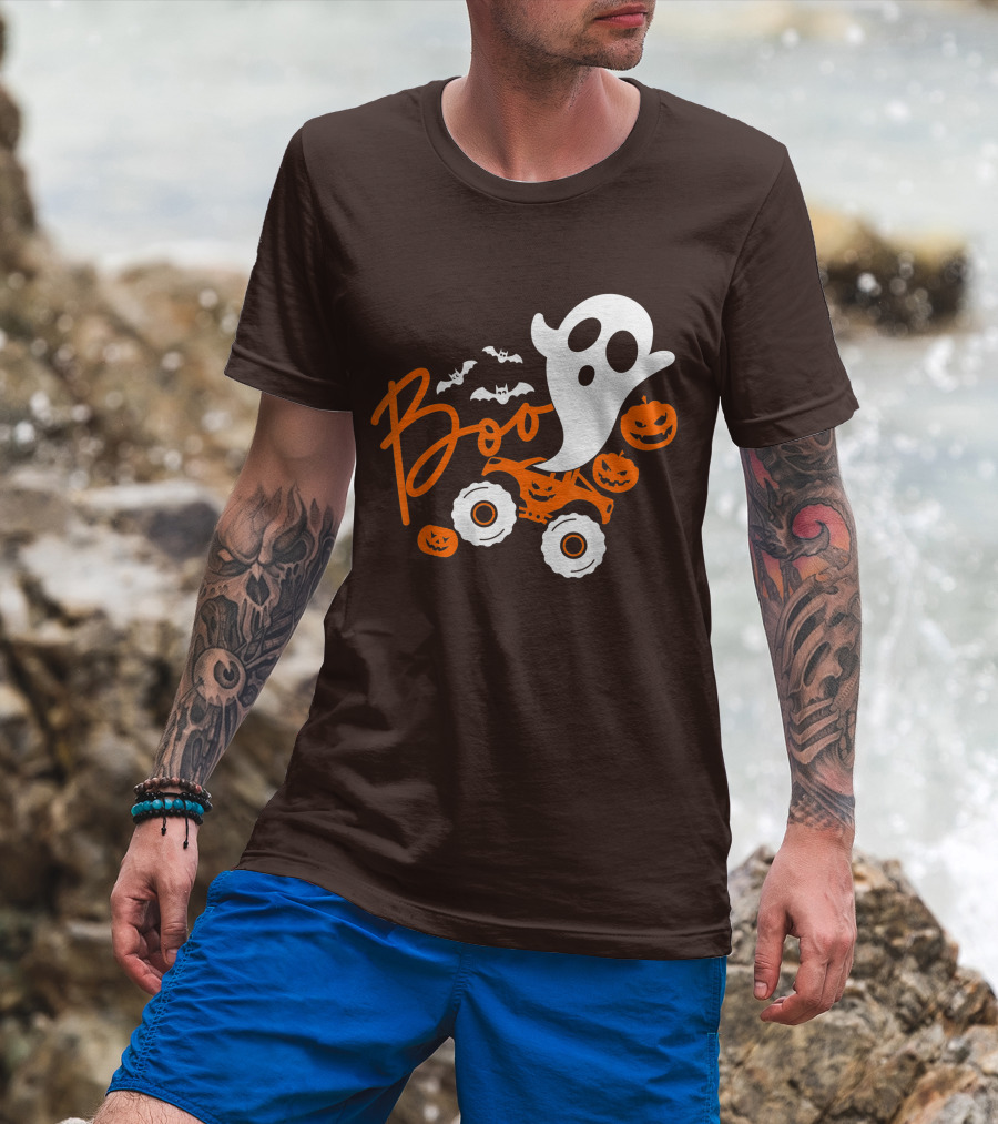 Boo Ghost Monster Truck Halloween Pumpkin Bats T-Shirt
