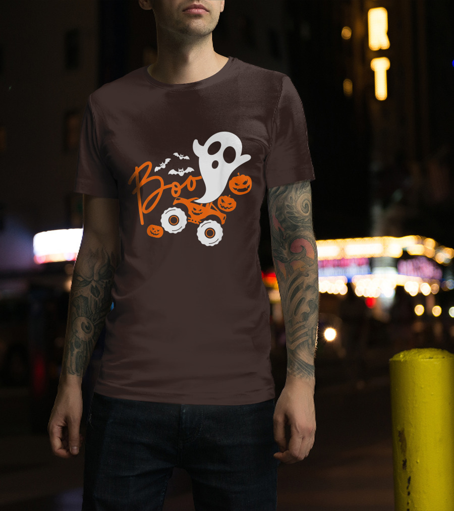 Boo Ghost Monster Truck Halloween Pumpkin Bats T-Shirt
