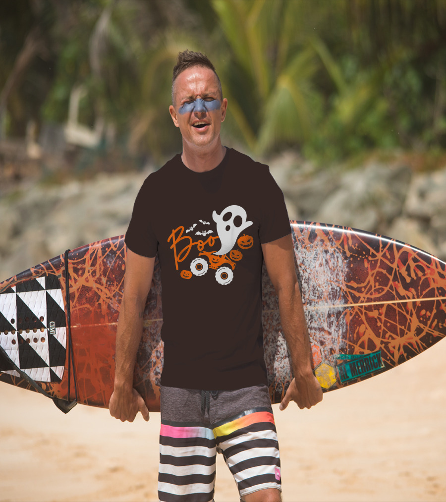 Boo Ghost Monster Truck Halloween Pumpkin Bats T-Shirt