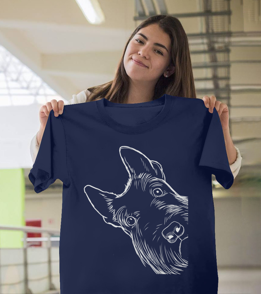Funny Scottish Terrier Scottie Dog Peeking T-Shirt