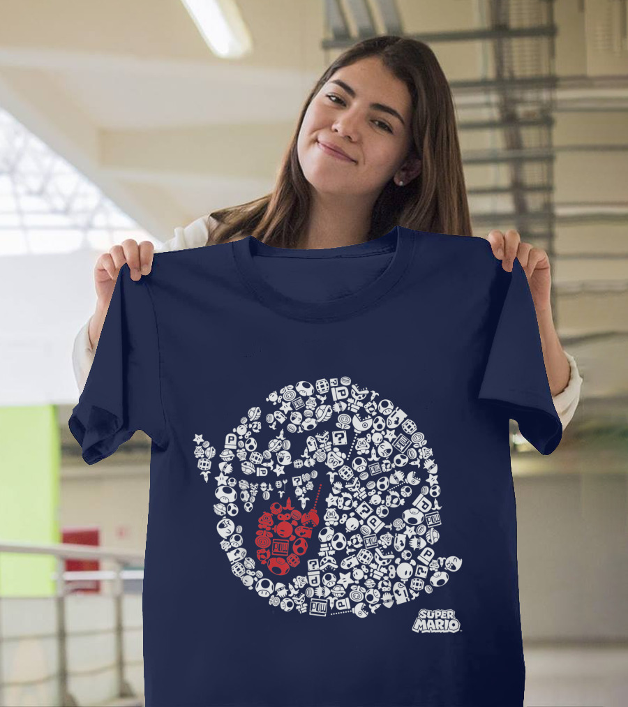 Super Mario Boo Icon With Game Elements T-Shirt