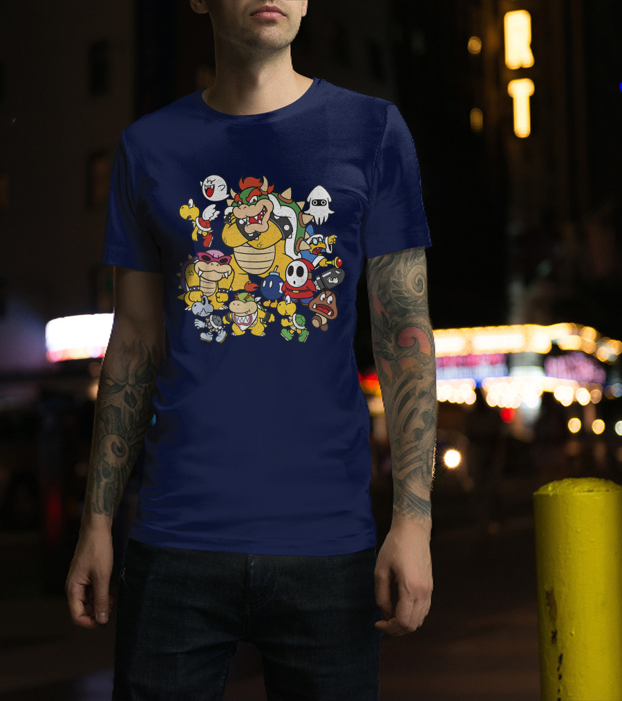 Super Mario Bowser And Classic Enemy Characters Group T-Shirt