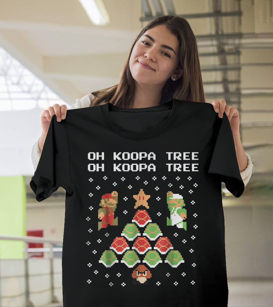Oh Koopa Tree Mario Goomba Christmas Pixel T-Shirt