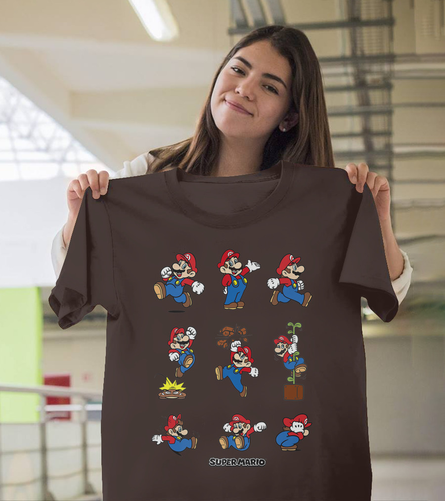 Super Mario All The Moves Funny Action Series T-Shirt