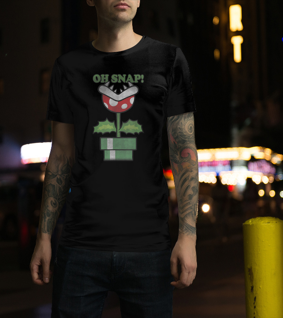 Oh Snap Piranha Plant Christmas Super Mario T-Shirt