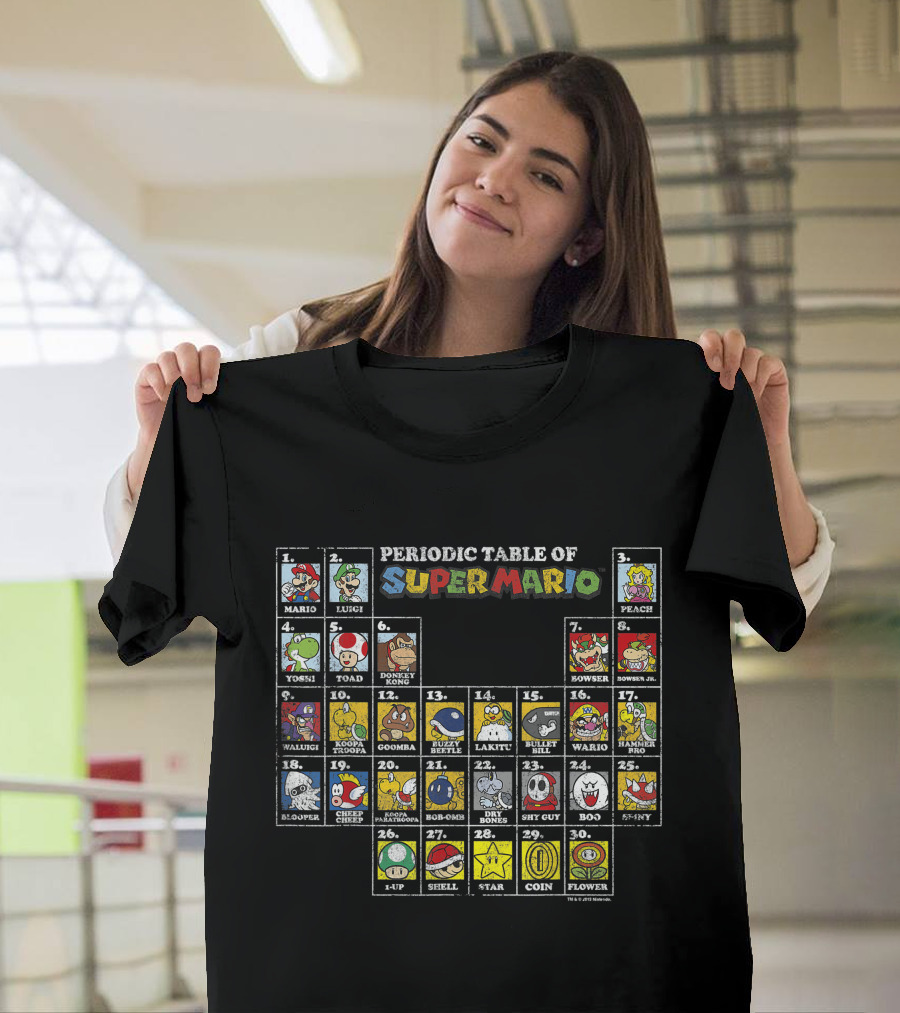 Periodic Table of Super Mario Characters and Items T-Shirt