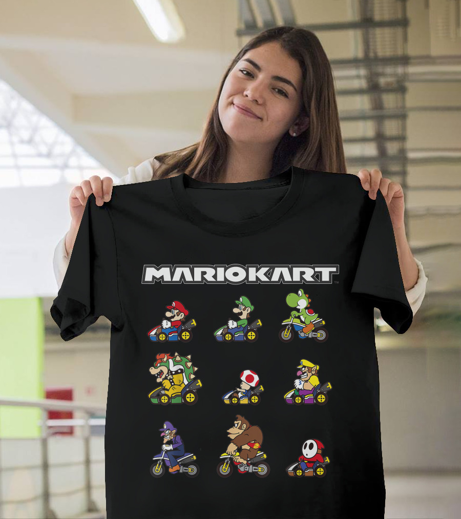 Mario Kart Characters On Bikes Grid T-Shirt