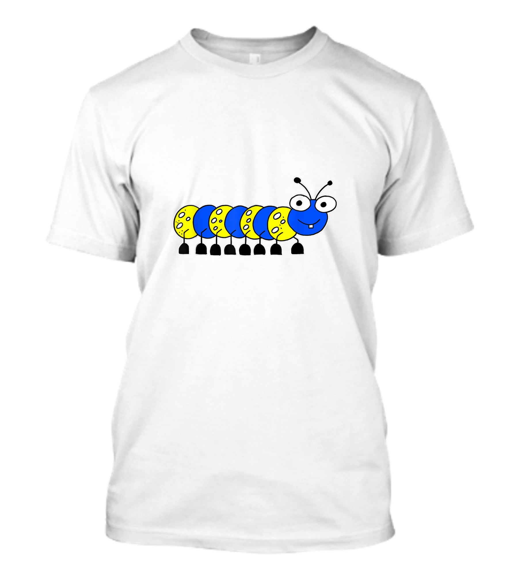 Studio Lotte Cute Blue And Yellow Funny Caterpillar Drawing T-Shirt