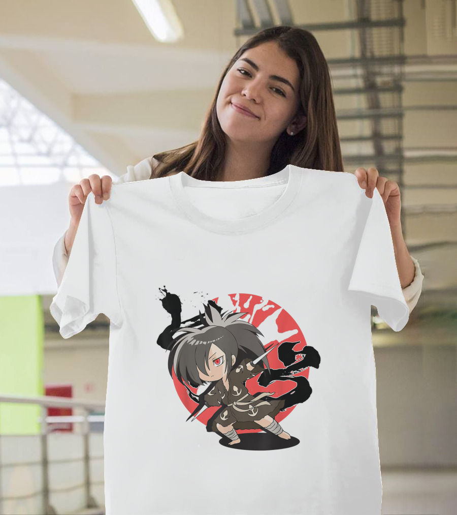Dororo Hyakkimaru Chibi Samurai Red Sunburst Anime T-Shirt