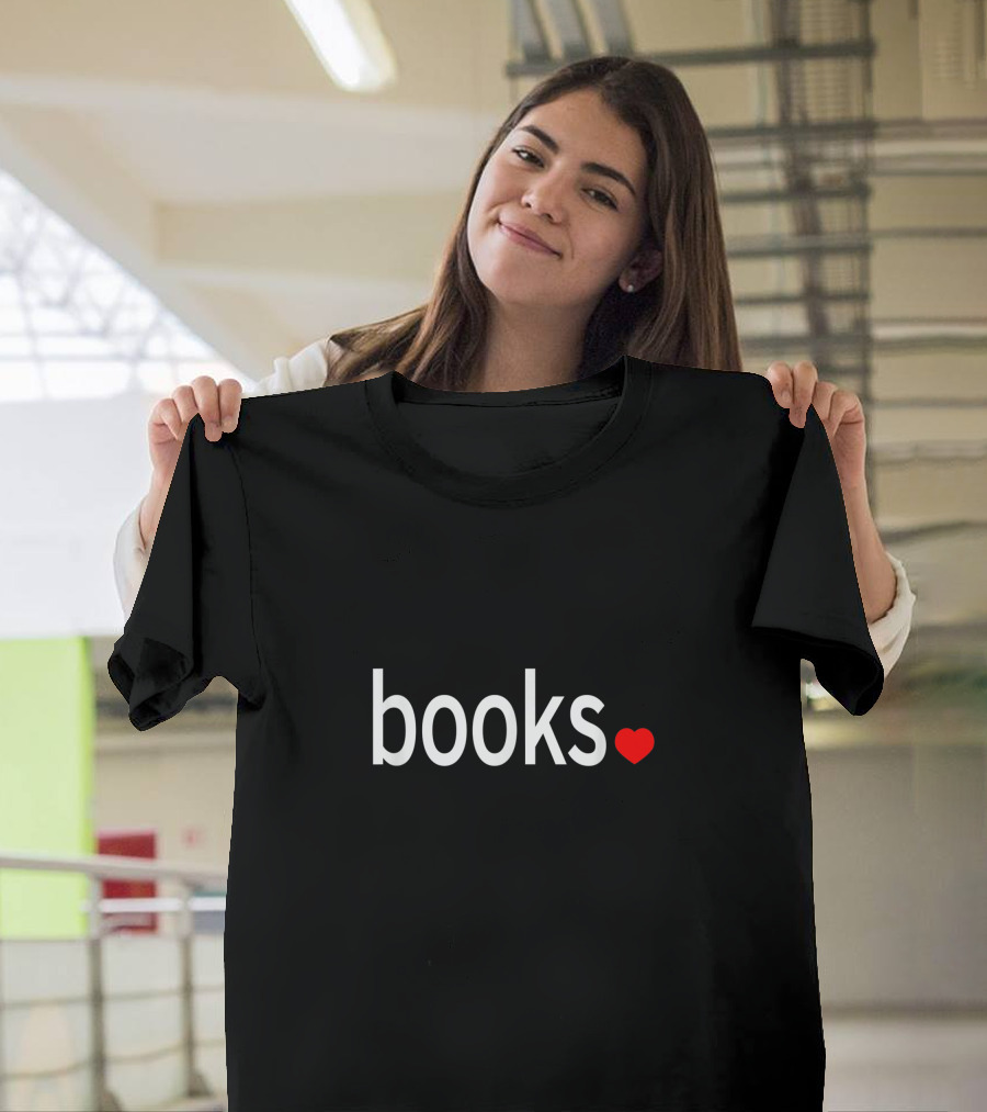 Books Love Minimalist Simple Heart T-Shirt